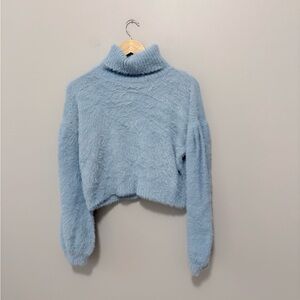 Wednesday’s Girl Baby Blue Cropped Turtleneck Sweater
